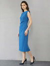 Elegant Ruched Sculptural Midi Gown