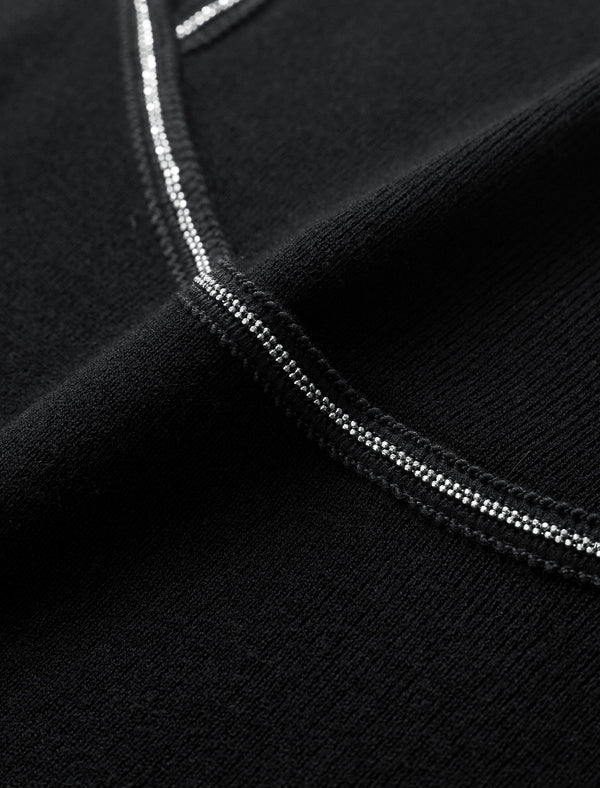 Slim Fit Cutout High Neck Long-Sleeve Knit Top