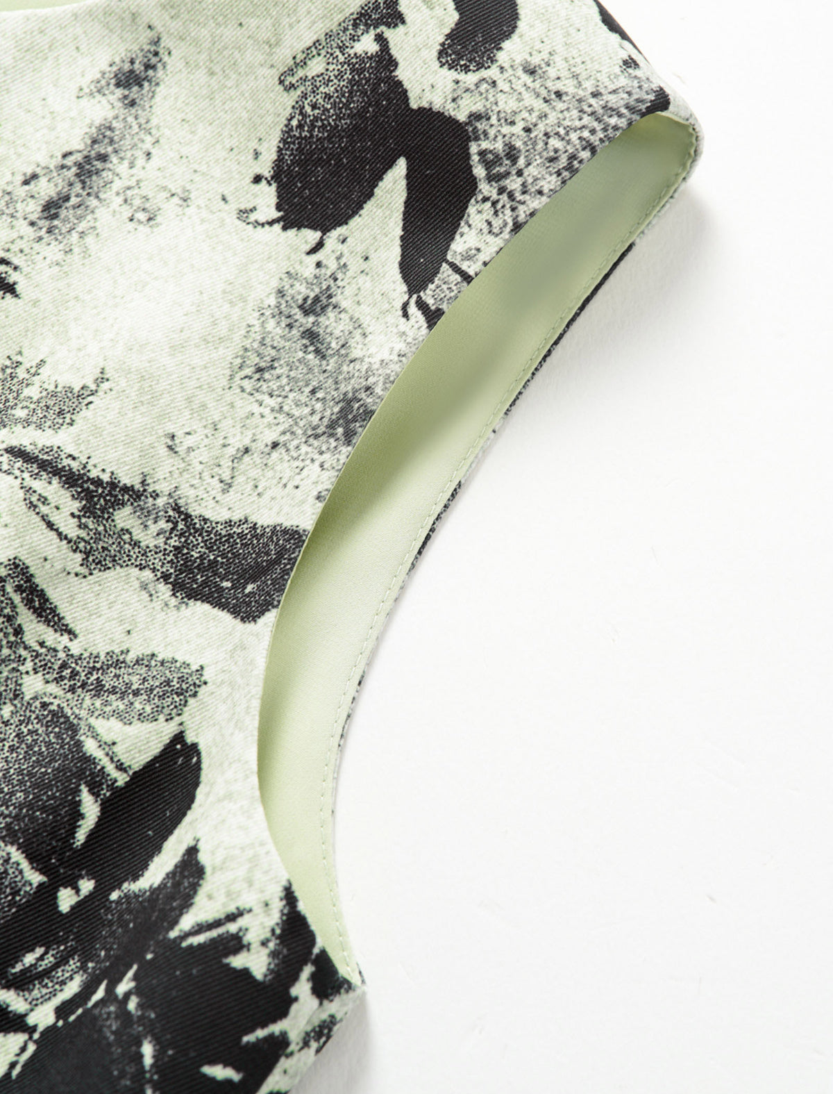 Sage Floral Ink Print Sleeveless Sheath Dress