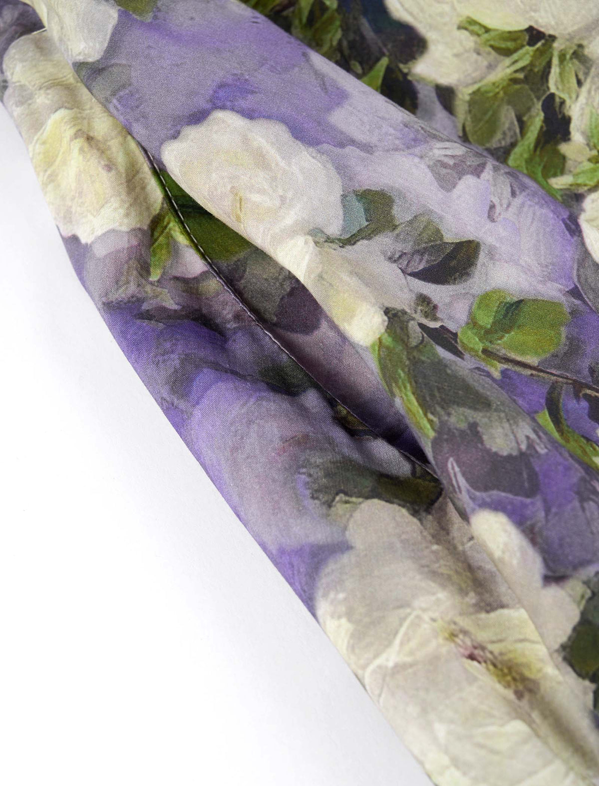 Cotton Purple Floral Print A-Line Midi Skirt