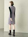 Tweed Plaid Round Neck Sleeveless Dress