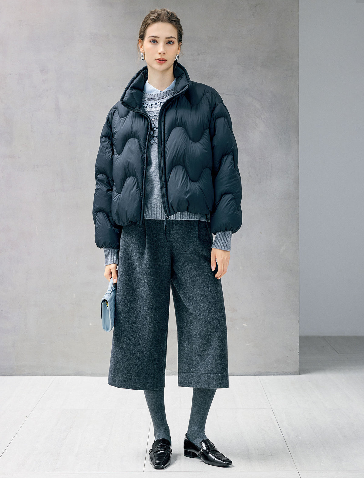 Double-Pleat Cuffed Cropped Wide-Leg Pants