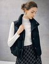 Quilted Stand-Collar Snap-Front Pocket Vest