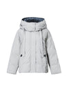 Detachable-Hood Stand-Collar Zip-Front Cropped Puffer Jacket
