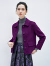 Wool Blend Long Sleeve Fitted Straight-Fit Jacket