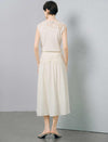 Ivory High Waist Lace Flowy Chiffon Midi Skirt