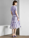 Purple Tencel Print A-Line Skirt