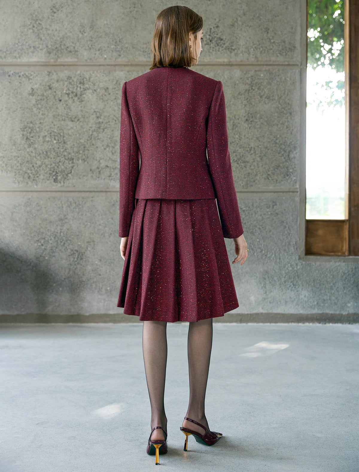 Sparkle Tweed Button-Front Jacket