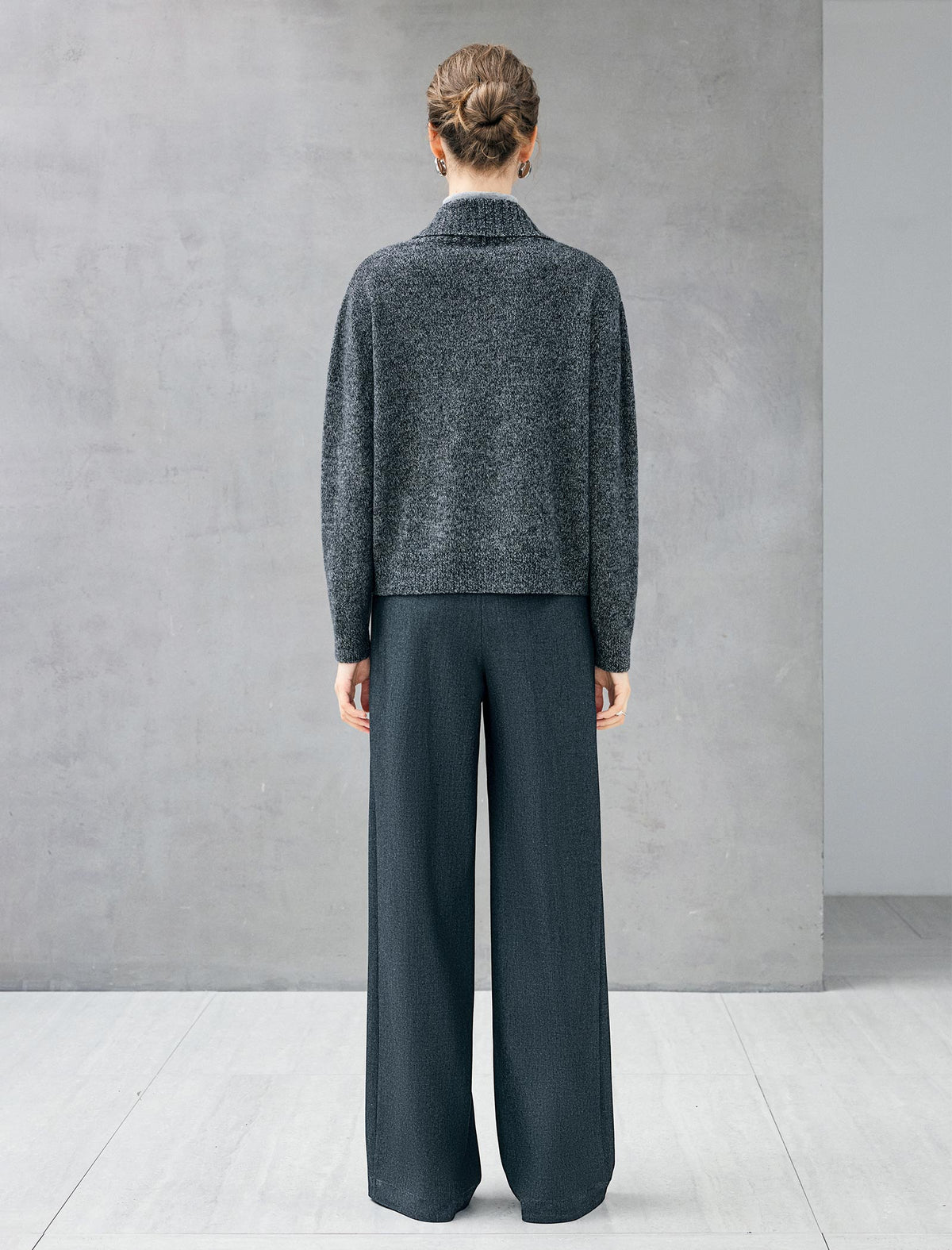 Wool Blend Shawl-Collar Double-Breasted Cropped Cardigan