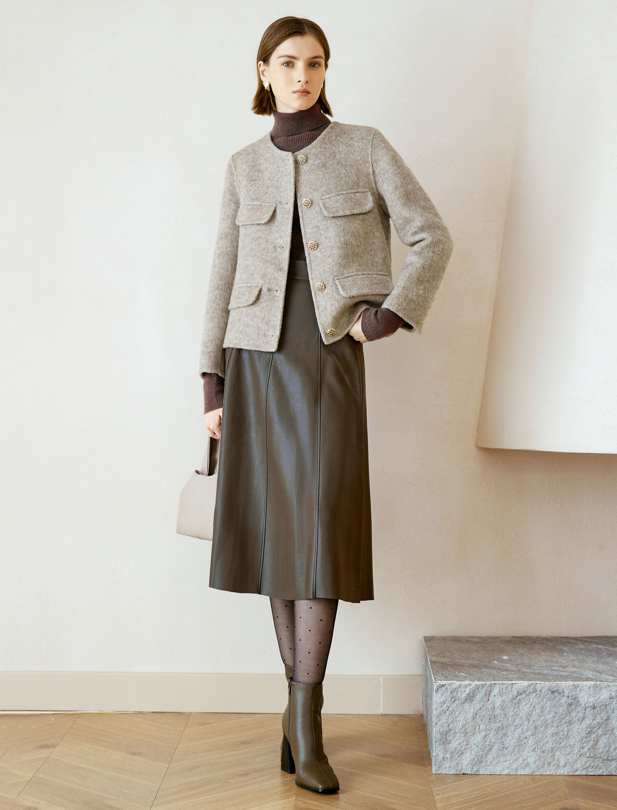 Wool Blend Turtleneck Top