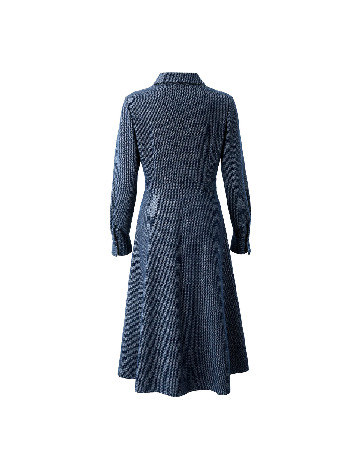 Solid Long Sleeve Pocket A-Line Dress