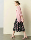 Vintage Rose Print Flare Midi Skirt