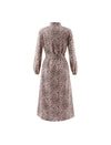 Leopard Print Long Sleeve Belted Fitted Dress