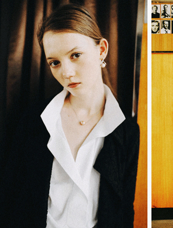 Half Placket Three-Quarter Sleeve Blouse