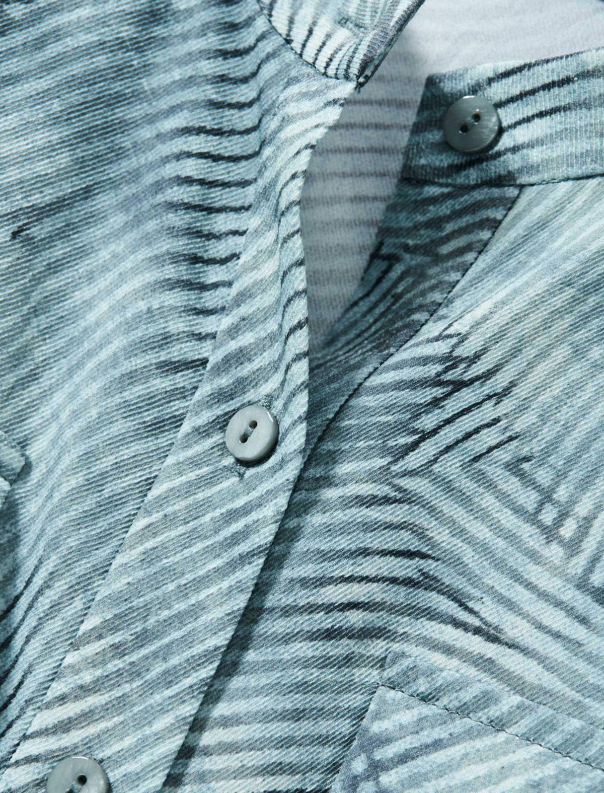 Textured Pattern Stand Collar Belt Detail Blouse