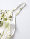 Green Floral Print Ruffled Sleeveless Midi Dress
