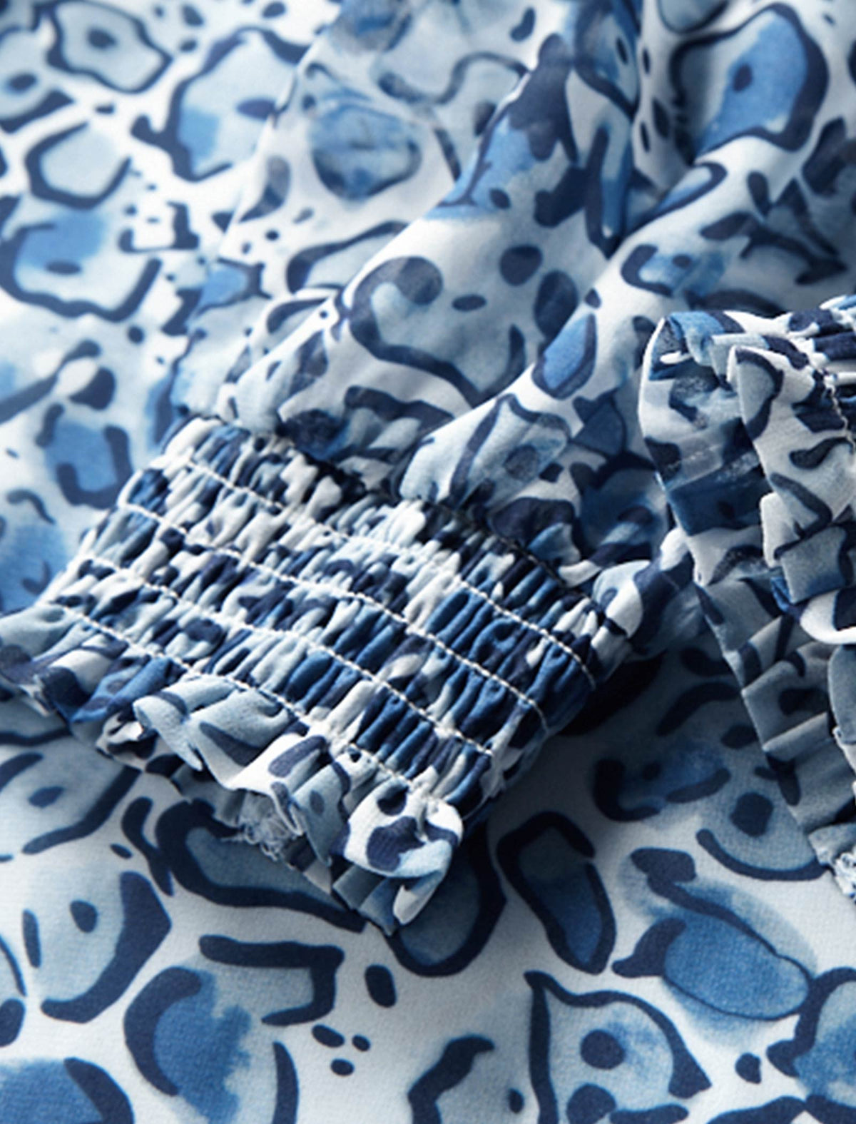 Chiffon Blue Leopard Print Blouse