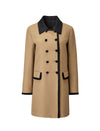 Contrast-Trim Double-Breasted Trench Coat