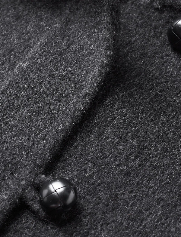 100% Wool Gray Double-Faced Lapel Mid-Length Coat