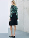 Floral Print Tie-Front Chiffon Top
