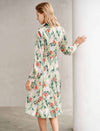 Floral Print Contrast Collar Shirt Dress
