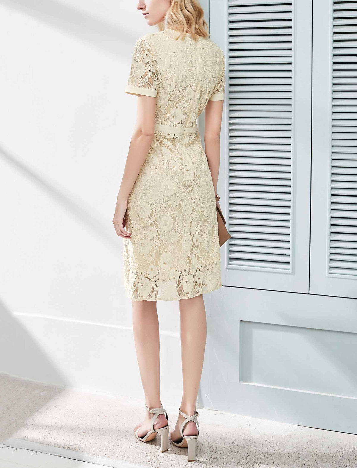 V-Neck Lace Sheath Dress