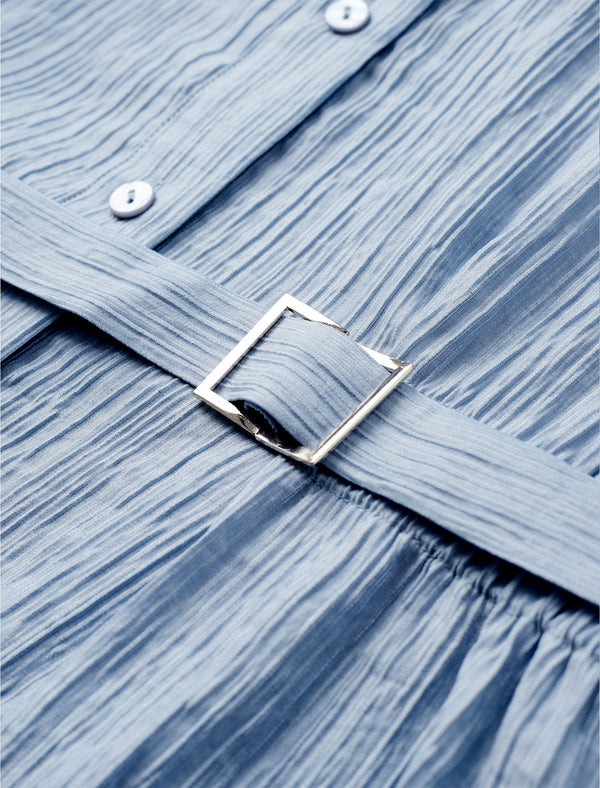 Tencel Blend Textured Belted Shirt