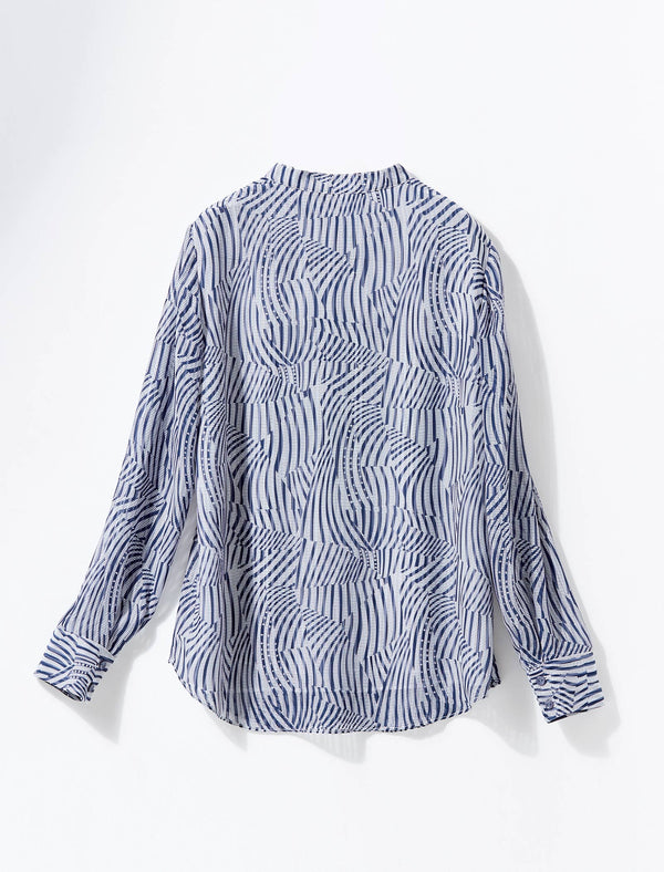 Striped Slim Fit Printed Long-Sleeve Blouse