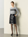 Lace Patchwork Long Sleeve Crew Neck Top