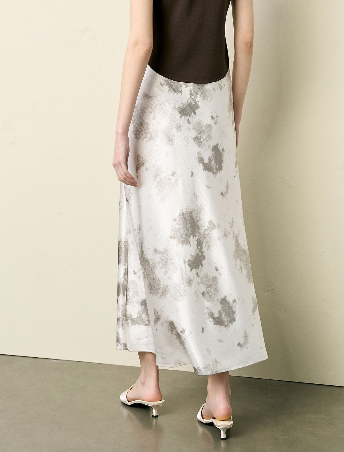 Satin Tie-Dye Midi Skirt