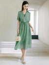 V-Neck Tencel Shirt Dress