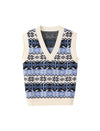 Geometric Jacquard V-Neck Straight-Fit Knit Vest