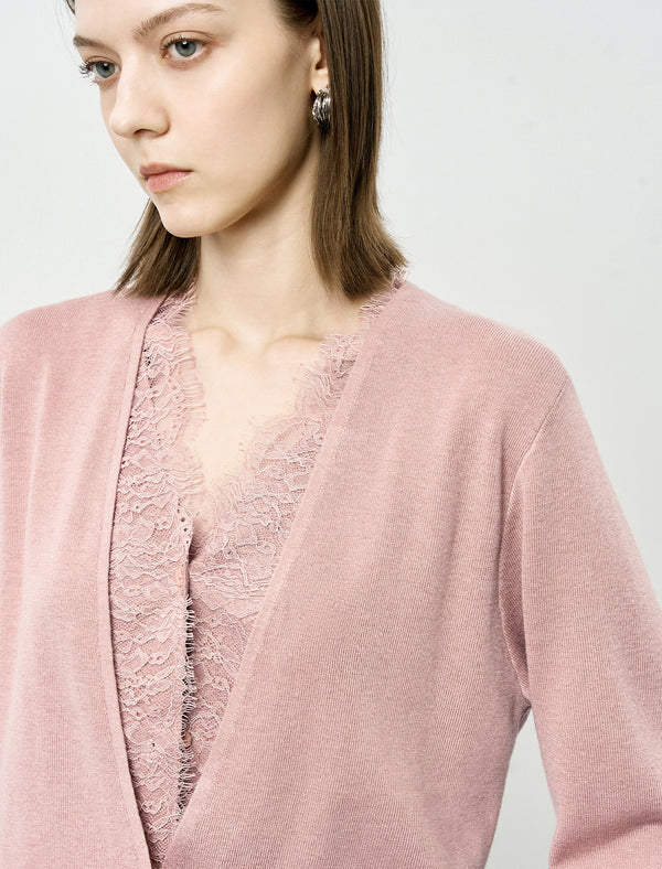 V-Neck Lace Detail Cardigan