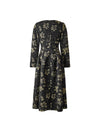 Floral Print Long-Sleeve Column Maxi Dress