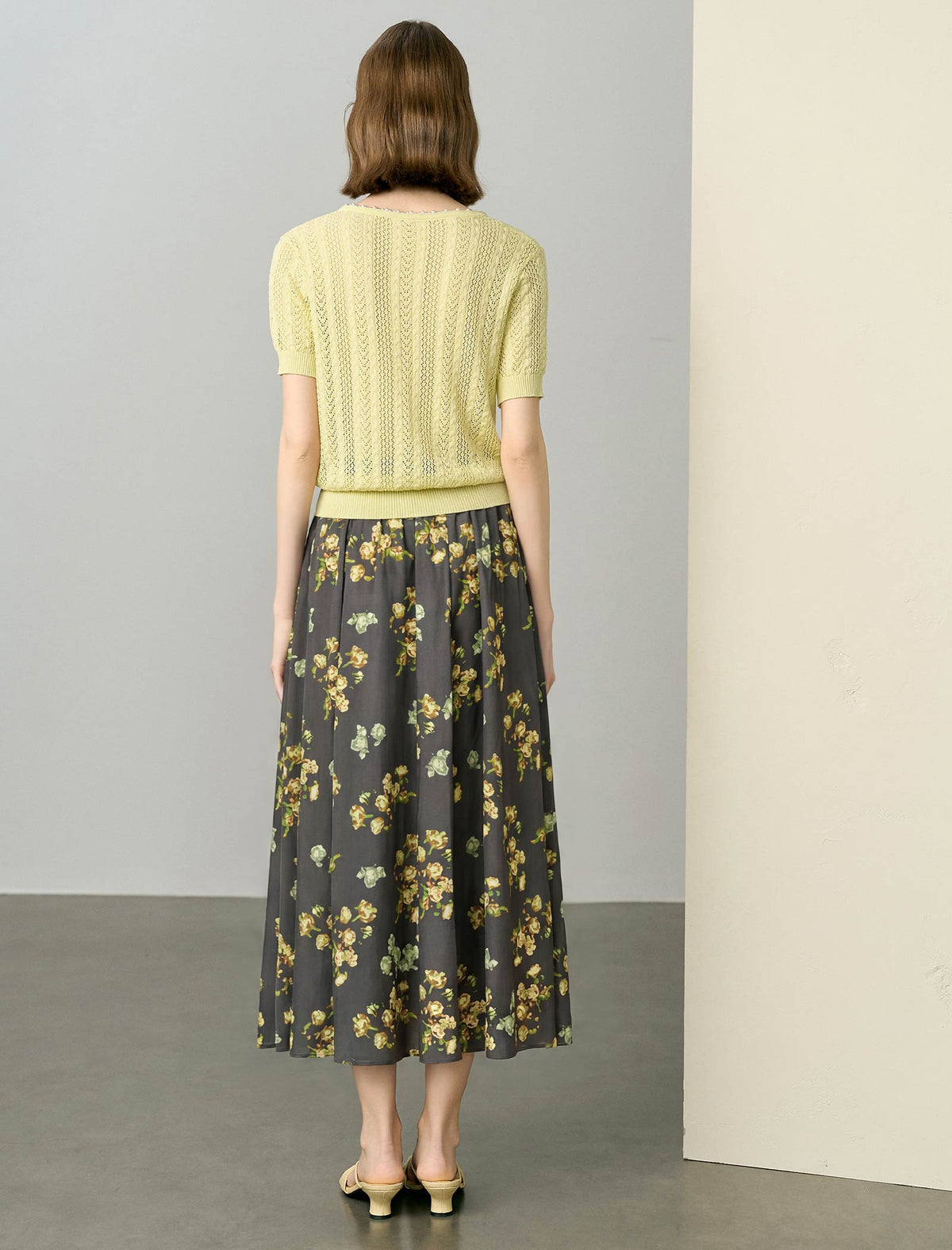 Floral Pleated Midi Skirt