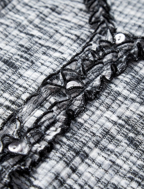 Gray V-Neck Slim Fit Long-Sleeve Knit Top