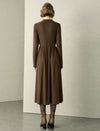 Mock Neck Wrap Detail Long Sleeve Midi Dress