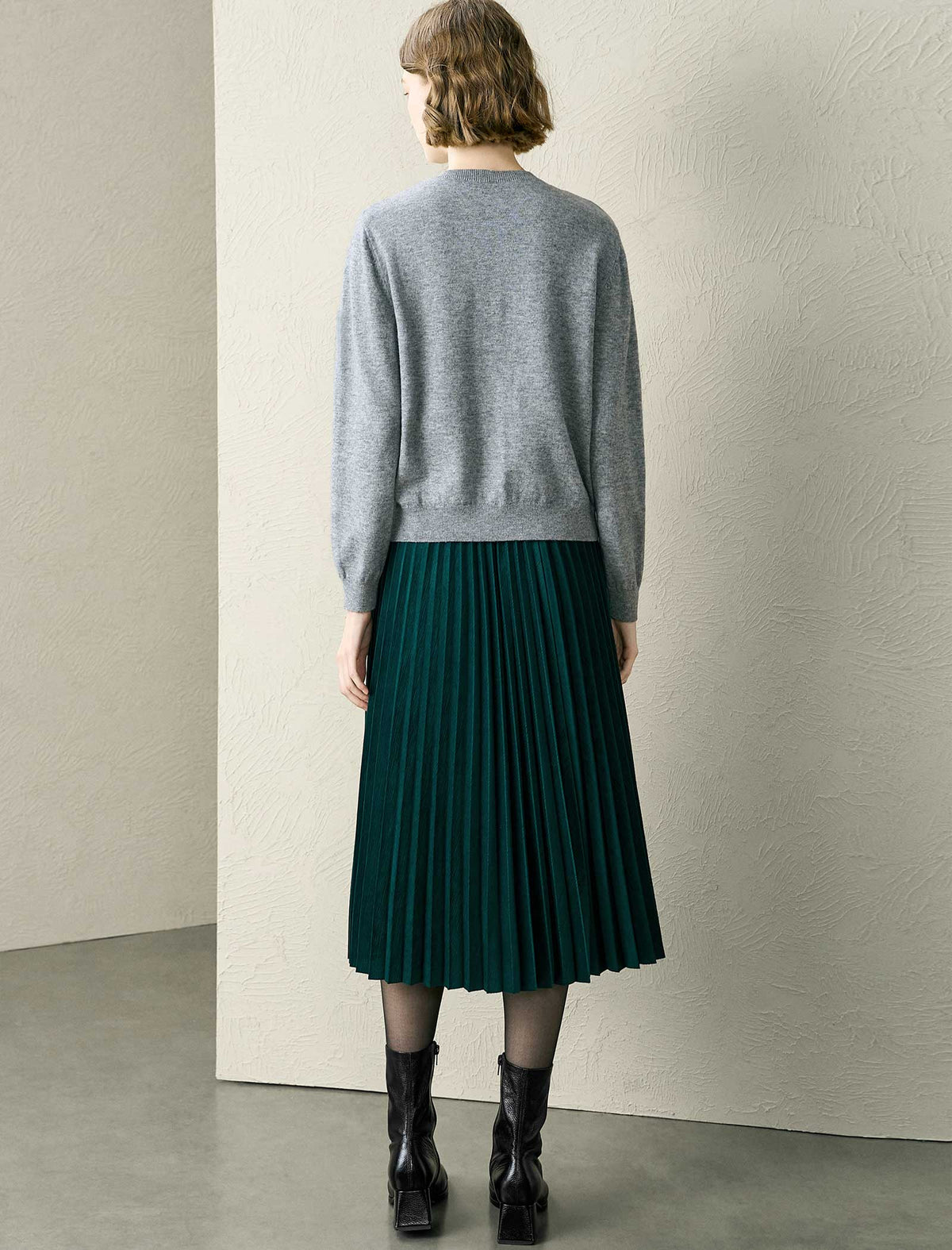 A-Line Pleated Midi Skirt