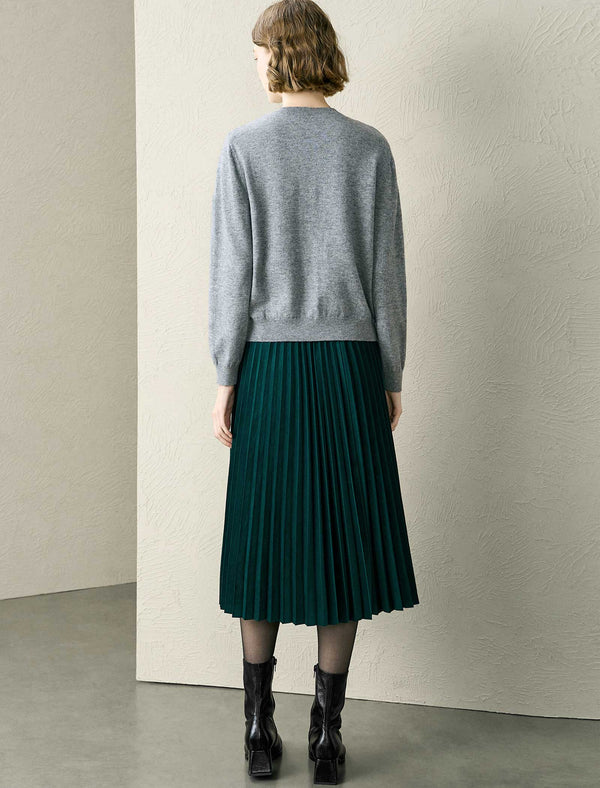 A-Line Pleated Midi Skirt