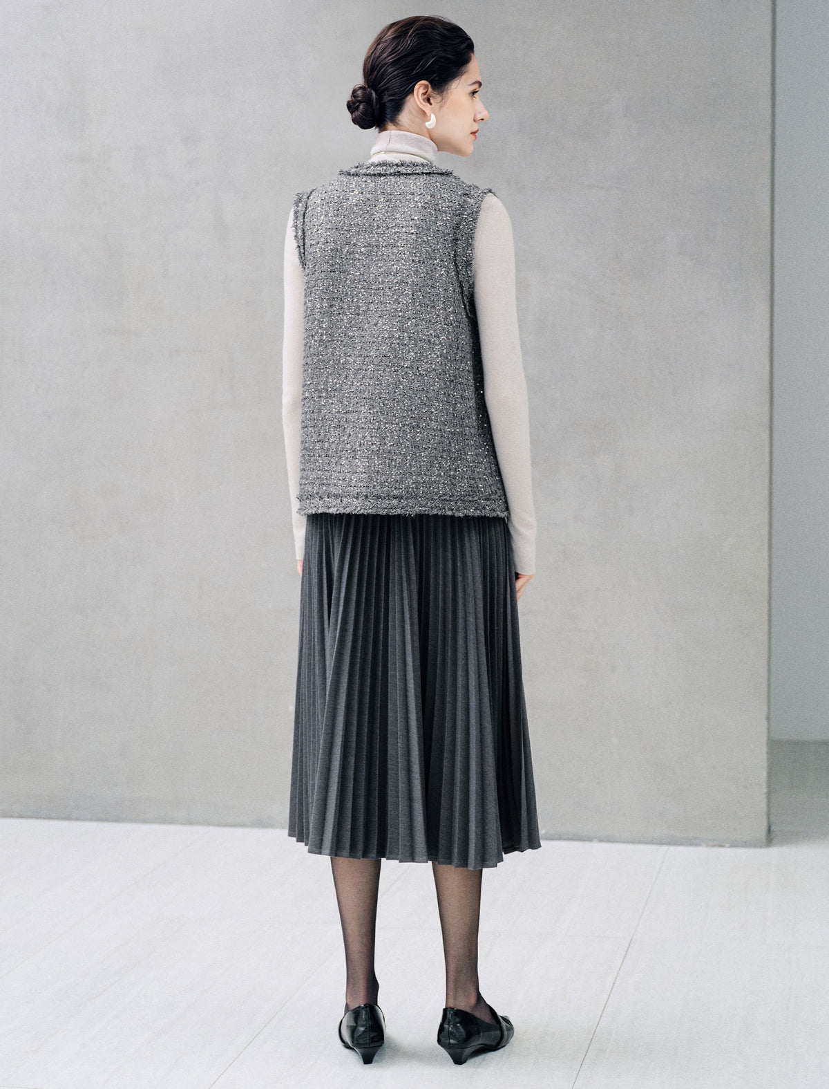 Pleated A Line Midi Skirt