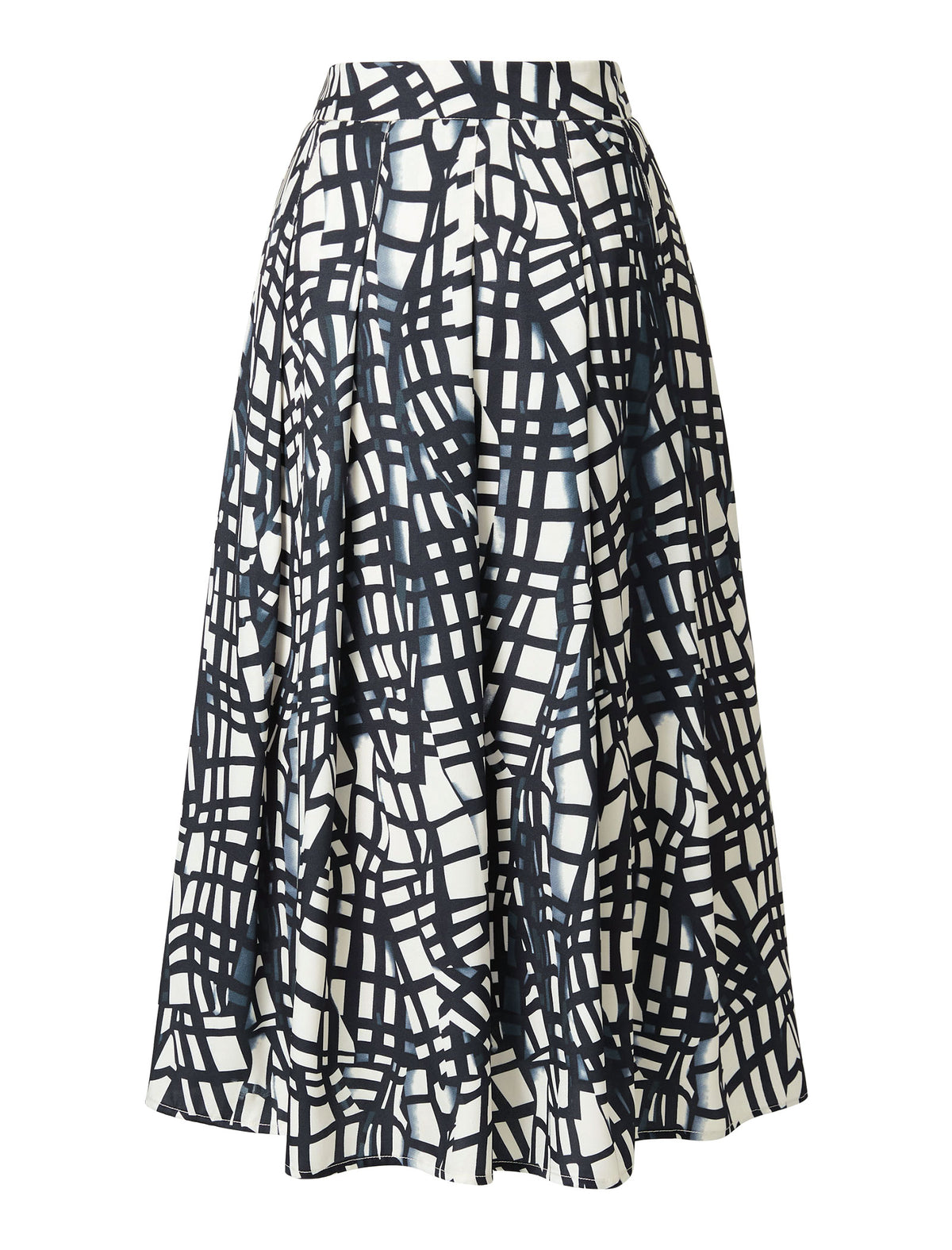 Geometric Print Pleated Midi Skirt