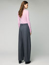 Wool Blend High-Waist Pocket Wide-Leg Pants