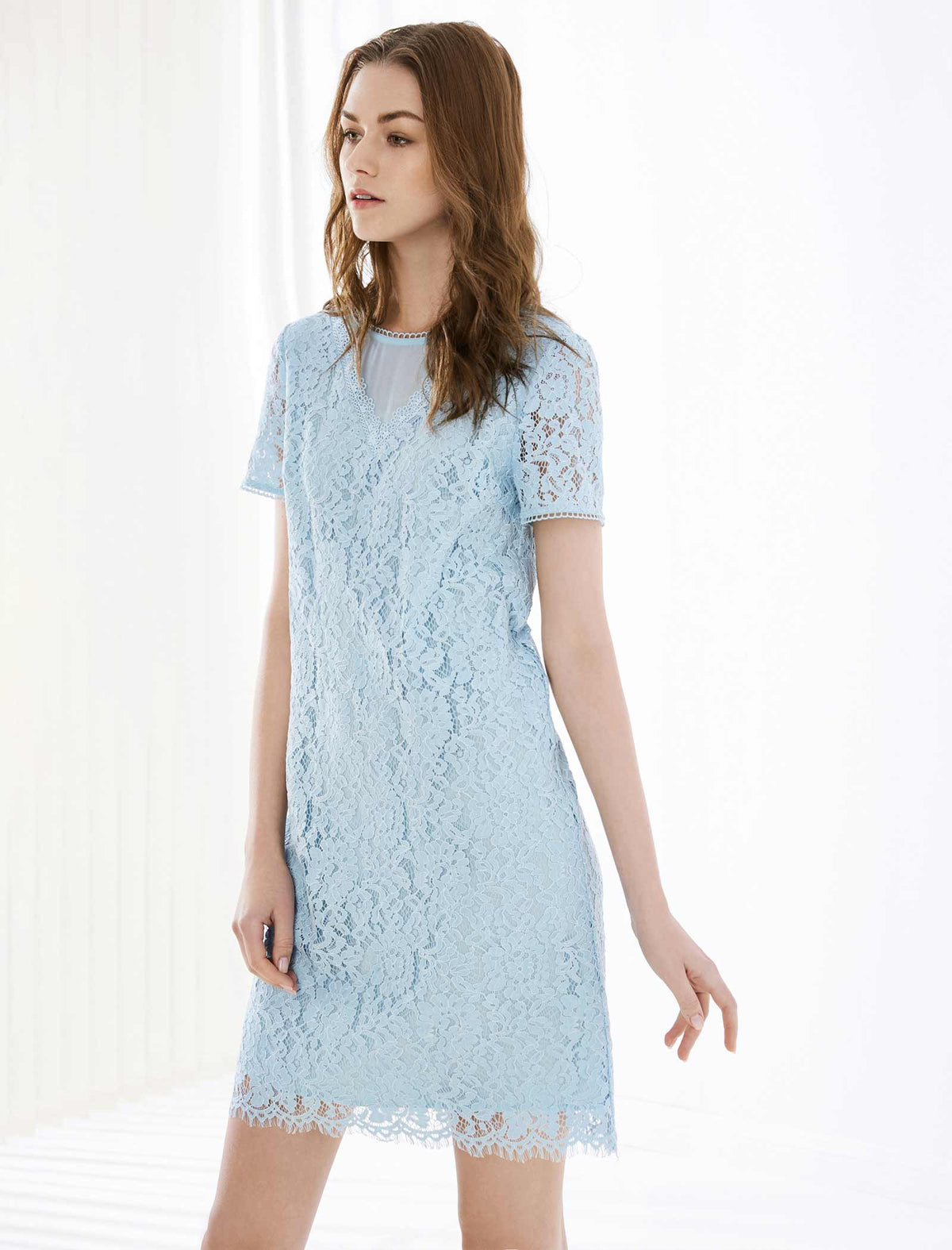 V-Neck Lace Cutout Dress