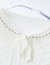Tencel Eyelet Knit Tie-Neck Sweater