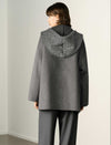 Grey 100% Wool Hooded Coat