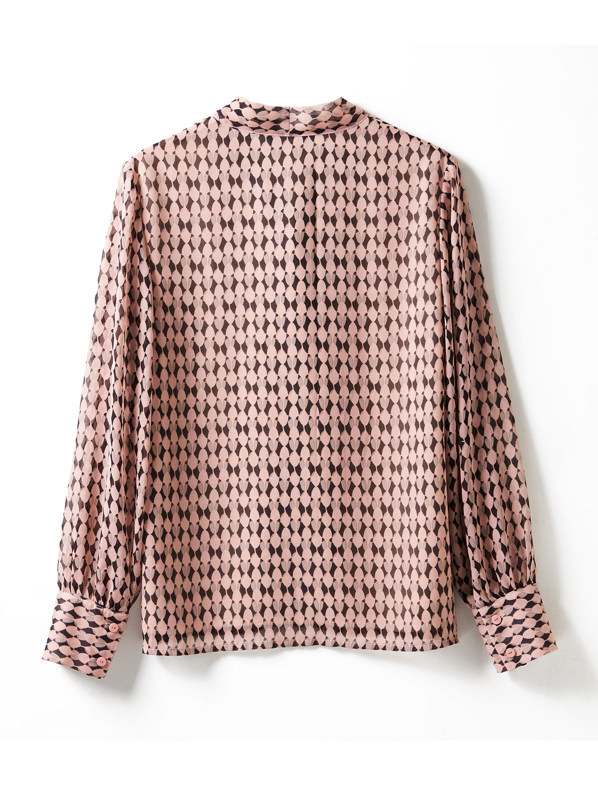 Geometric Print Tie Neck Blouse