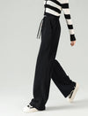 Stylish Black Drawstring Wide Leg Pants
