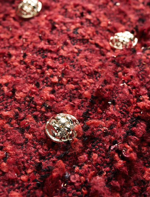 Tweed Double-Breasted Sleeveless Mini Dress