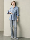 High-Waisted Grey Flare Jeans