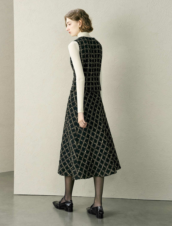 Tweed Check Sleeveless Vest